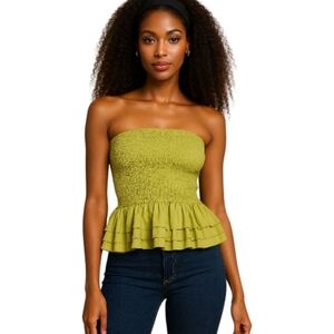Love + Harmony Strapless Smocked Peplum Top – Size S